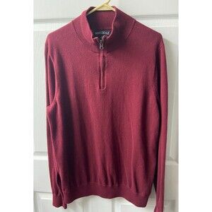 Mercantile Quarter Zip Mock Neck Sweater Mens LT Burgundy Red Classic Career